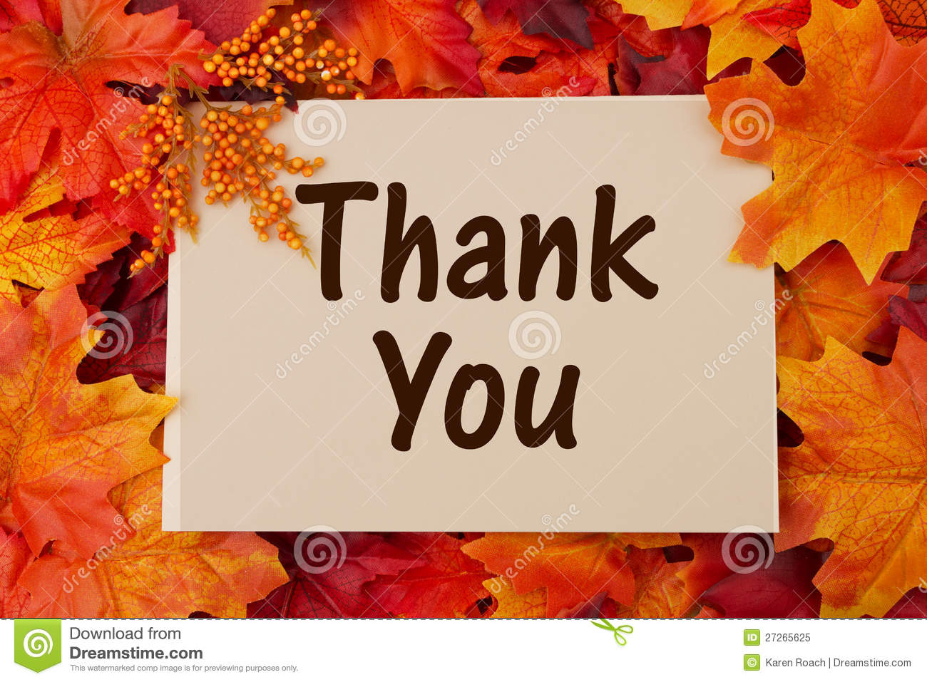 Thank You Card With Fall Leaves Thankful At Thanksgiving