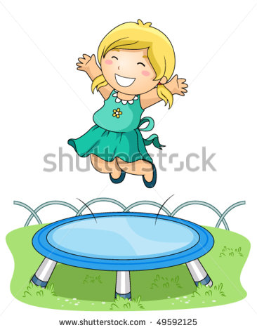Vector Download   Child Jumping On Trampoline In The Park   Vector