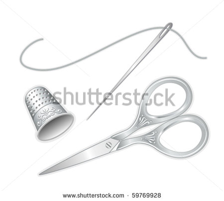 Vector   Sewing Tools  Antique Silver Engraved Embroidery Scissors