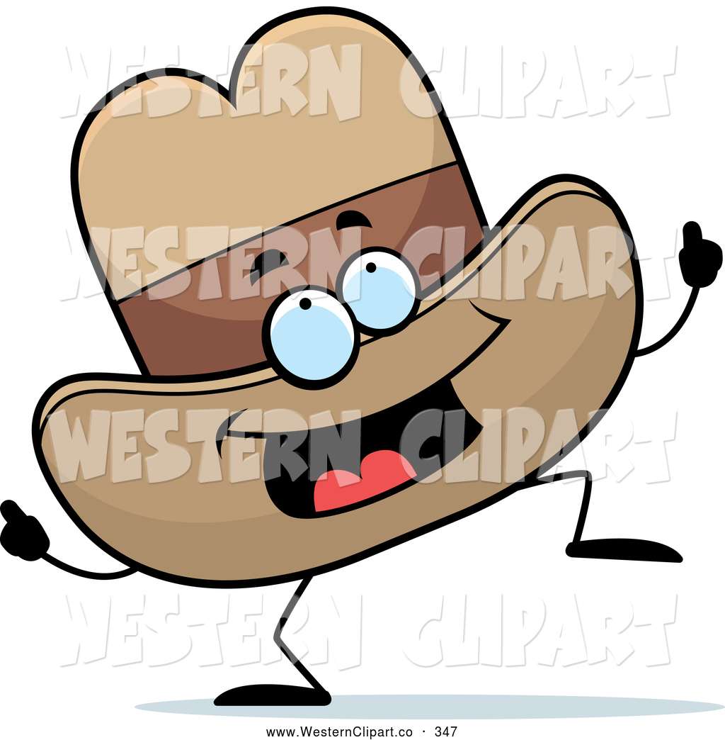 Vector Western Clip Art Of A Happy Dancing Cowboy Hat Character