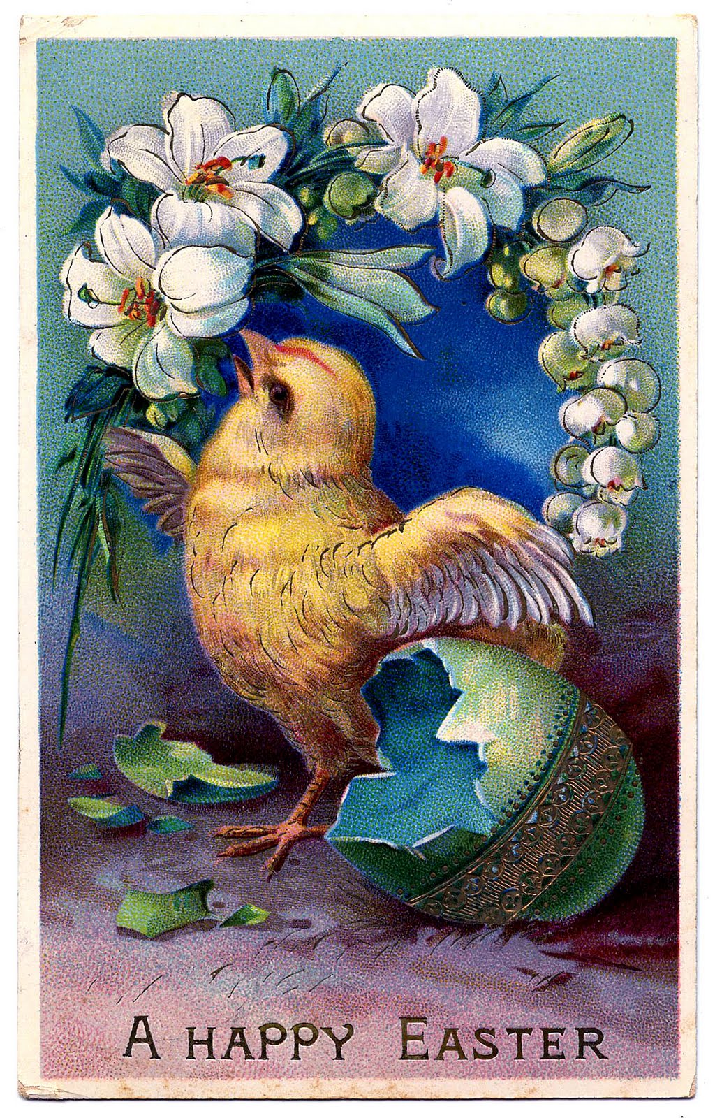 Vintage Easter Clip Art   Sweet Baby Chick With Egg   The Graphics