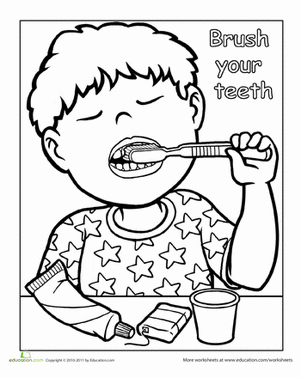 Words To Live By  Brush Your Teeth   Coloring Page   Education Com