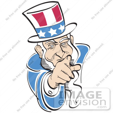 29250 Royalty Free Cartoon Clip Art Of American Uncle Sam Pointing