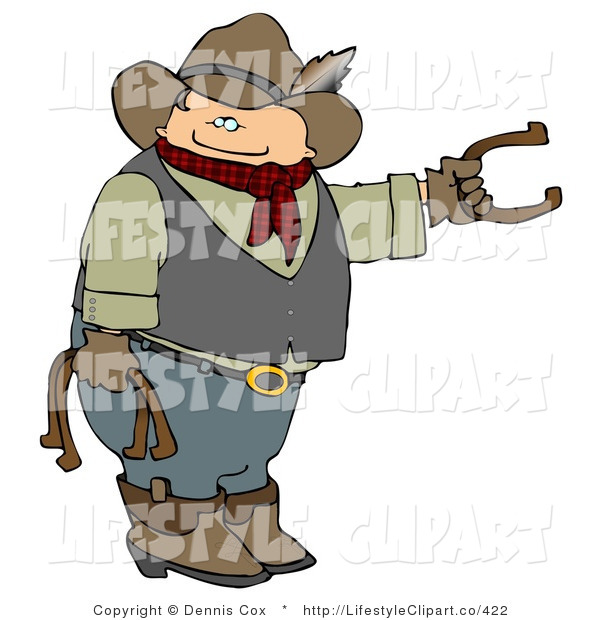 Clip Art Of A Chubby Cowboy Playing Horseshoe Game By Djart    422