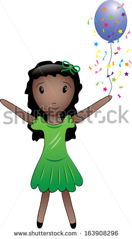 Clipart Image Of An African American Girl Holding A Balloon With