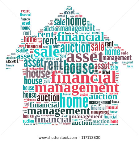 Financial Management In Word Collage Composed In House Shape   Stock