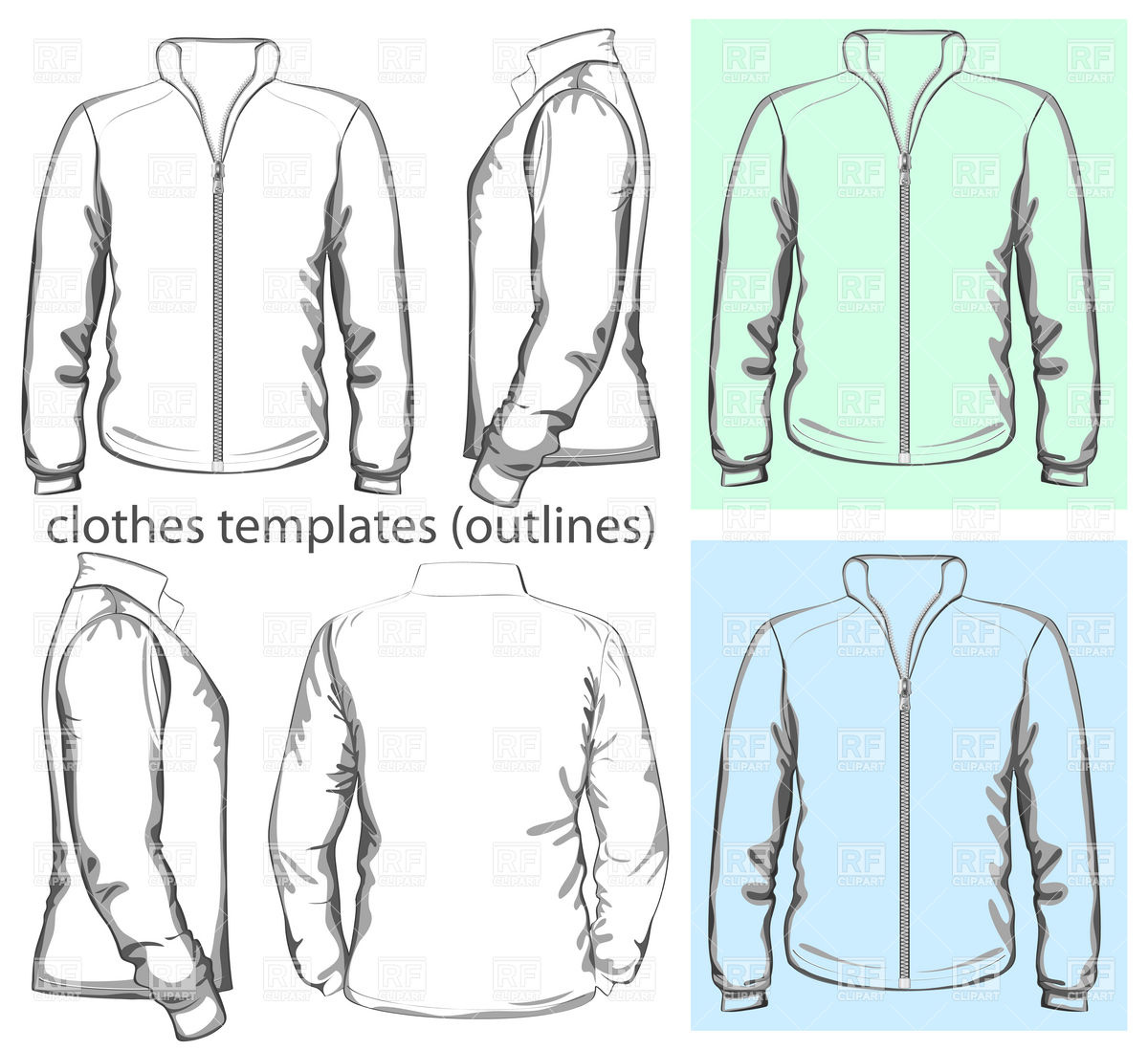 Men S Sweatshirt With Zipper Outlines 5306 Download Royalty Free