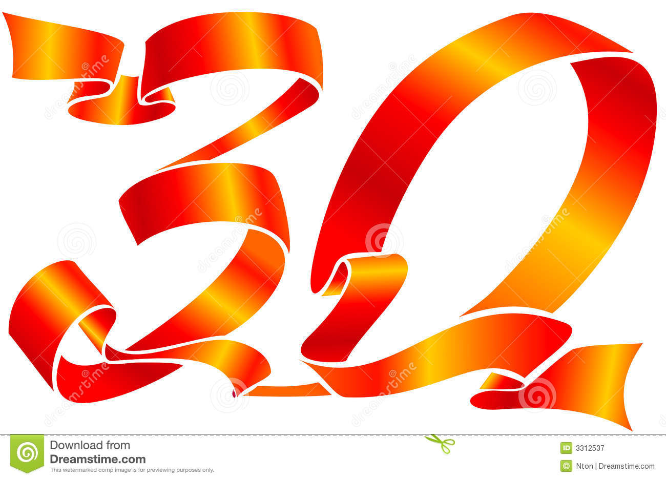 Number 30 Clipart Red Ribbon   The 30 Number