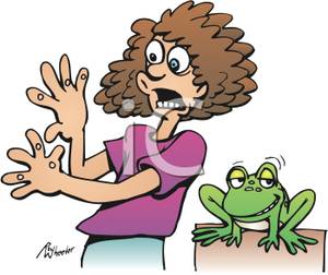 Of A Woman Catching Warts From A Frog   Royalty Free Clipart Picture