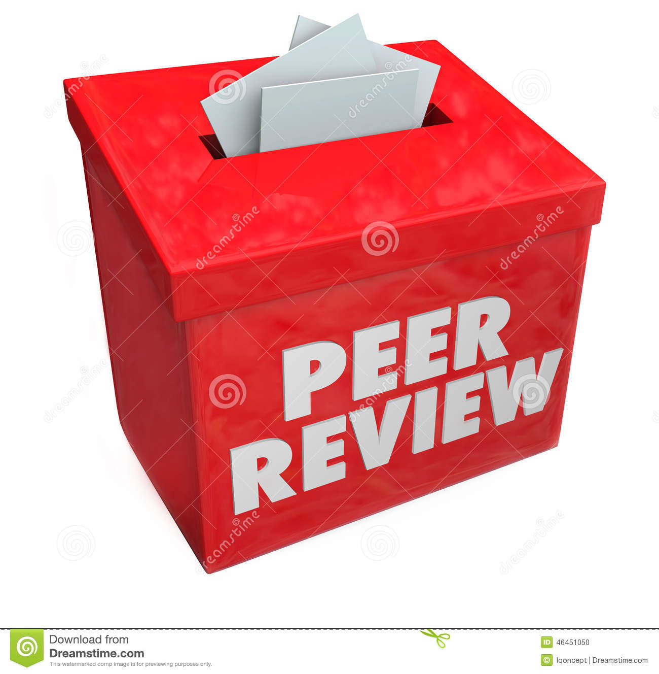 Peer Review Words In 3d Letters On A Red Box Collecting Evaluations    