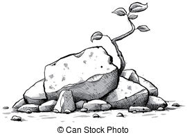 Rocky Sapling   A Cartoon Sapling Grows From A Pile Of Rocks   