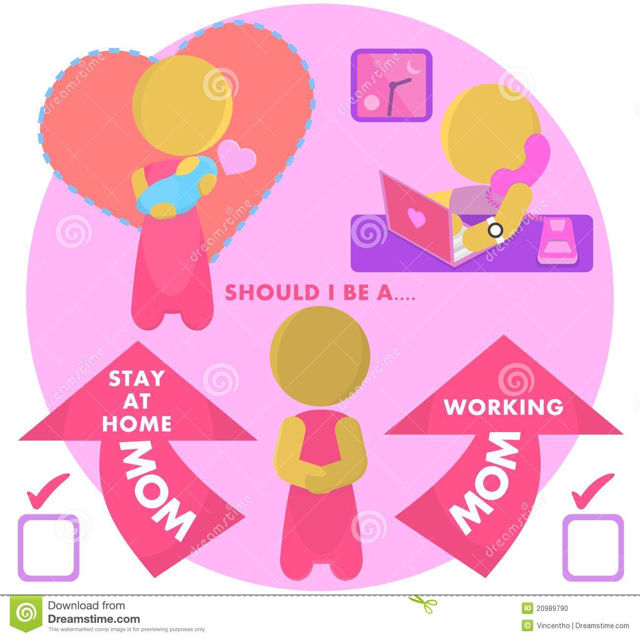 Sahm Stay At Home Mom Or Working Mum Illustration Stock Photo   Image