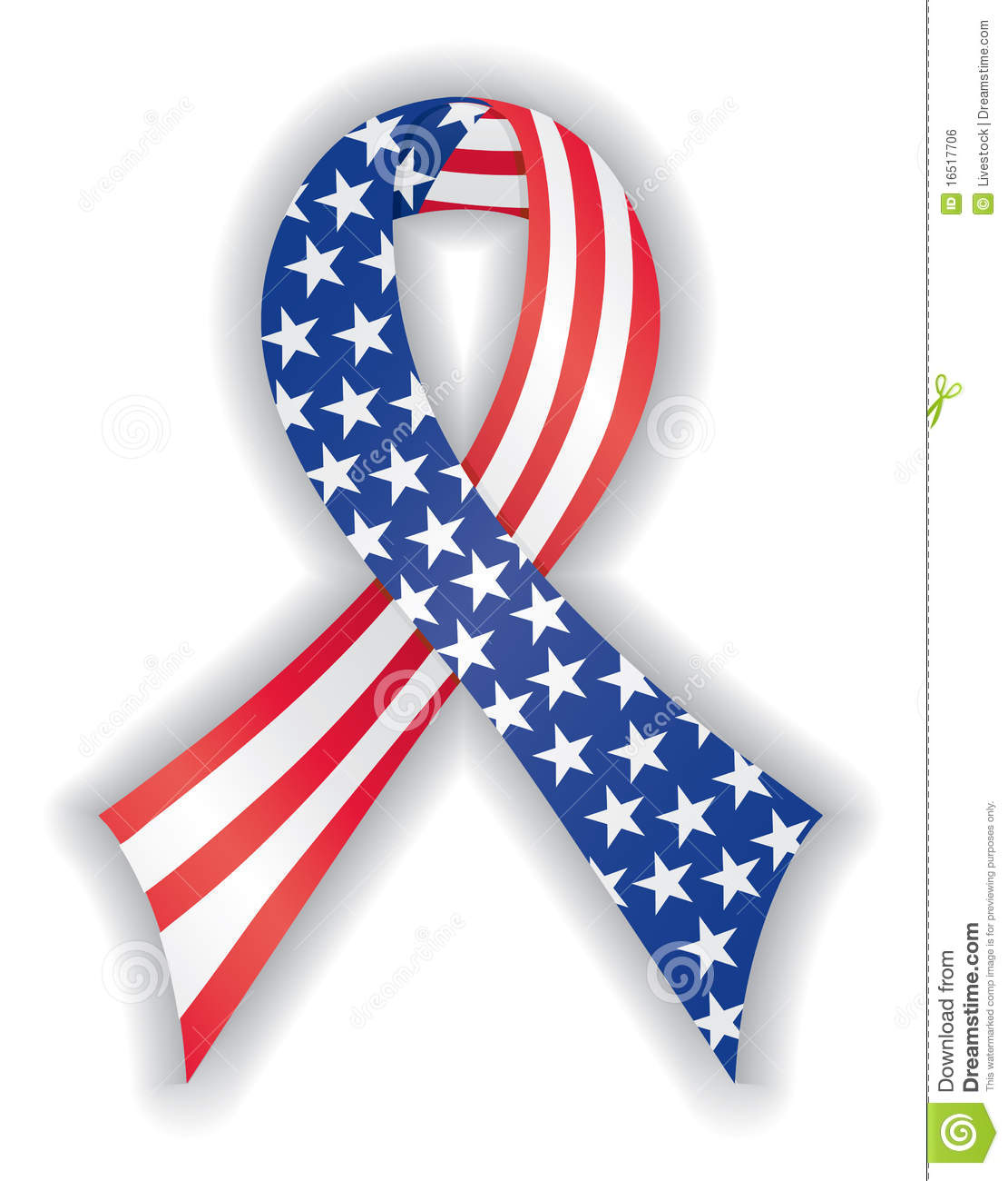 Smooth Satin Awareness Ribbon In American Flag Pattern Representing