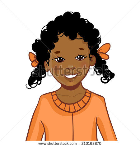 Teenager Cartoon African American Girl With Curly Hair Stock Vector