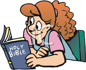 Tennager Reading The Bible   Royalty Free Clipart Picture