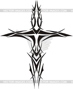 Tribal Cross Tattoo   White   Black Vector Clipart