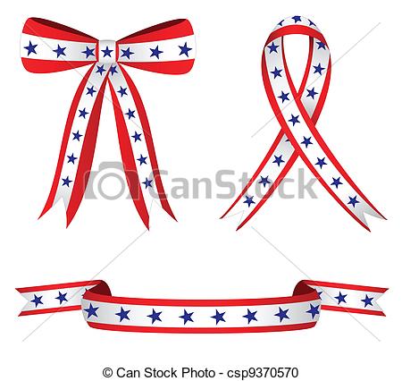 Vector Clipart Of Patriotic Ribbons   Stylish Ribbons Colored Red