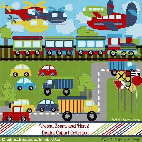 Vroom Zoom And Honk Digital Clipart Collection Personal And Small