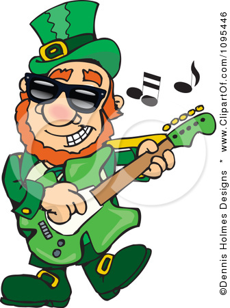 1095446 Clipart St Patricks Day Leprechaun Playing Rock And Roll St