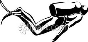 Black And White Scuba Diver   Royalty Free Clipart Picture