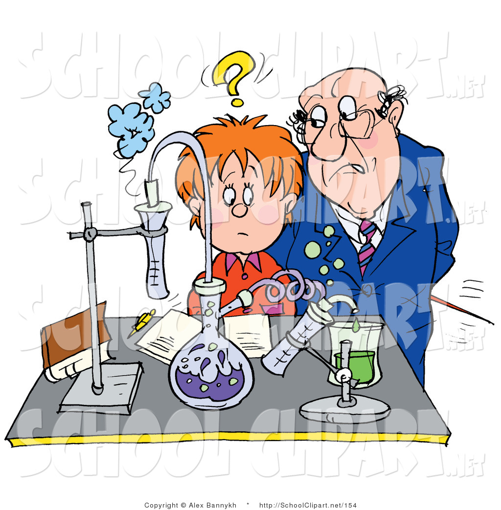 Clip Art Of A Stern Chemistry Teacher Staring At A Confused School Boy
