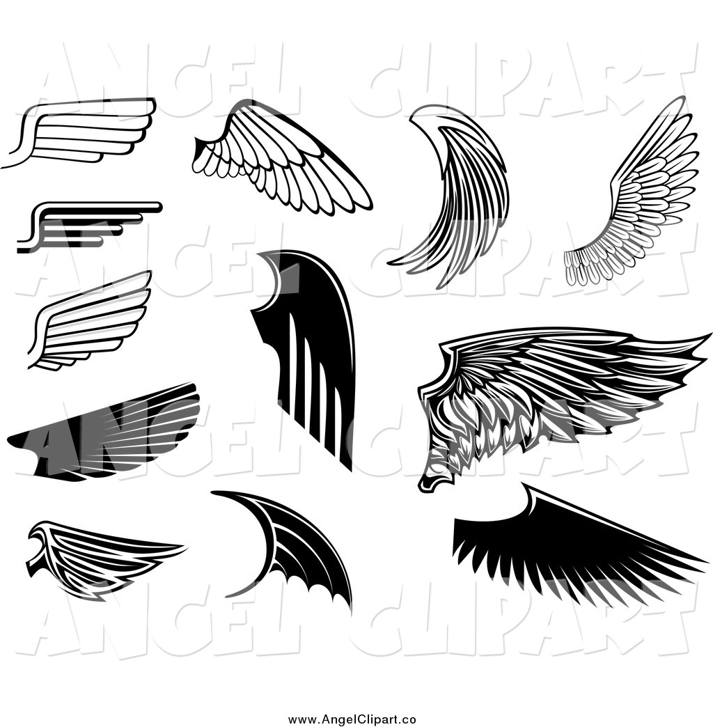 Clip Art Of Black And White Angel Wings By Seamartini Graphics    640