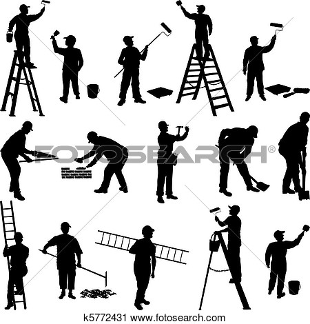 Clipart   Group Of Workers Silhouettes  Fotosearch   Search Clip Art