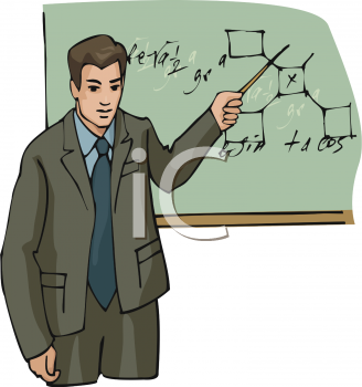 Clipart Picture Of A Teacher Pointing To Equations On A Chalkboard