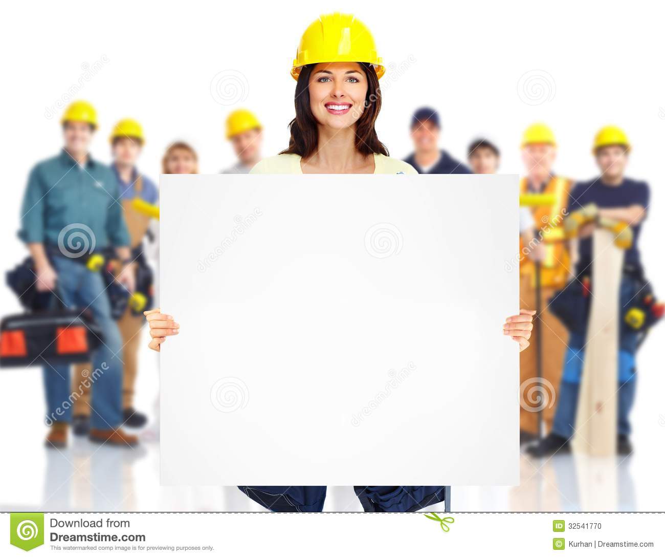 Contractor Woman And Group Of Industrial Workers  Stock Photo   Image    