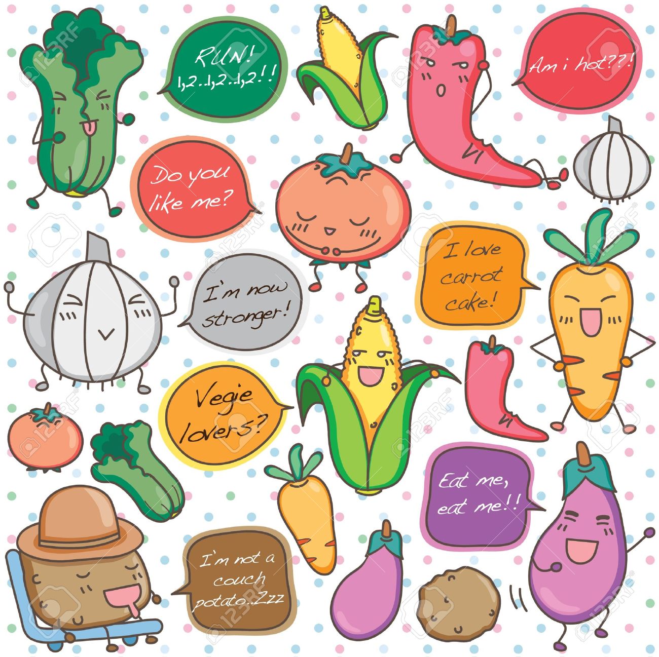 Cute Humanised Talking Vegetable Clip Art  Vegetables Clipart    