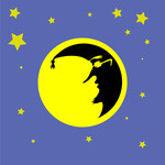 Face Profile Of Sleeping Half Moon In Nightcap And Spectacles