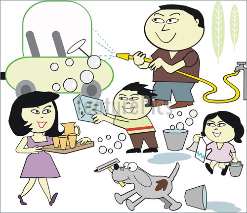 Family Cleaning Together Clipart     Cartoon Of Happy Asian