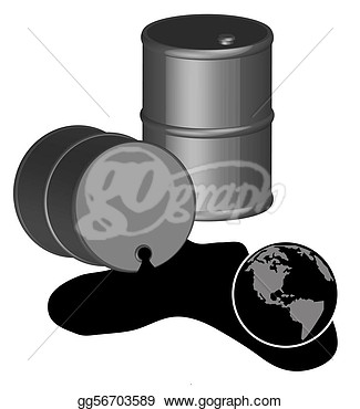 Gallon Barrels Of Spilled Oil With Globe   Clipart Drawing Gg56703589