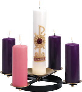 K178 Advent Wreath Wrought Iron With Spikes For Pillar Candles And