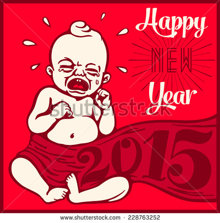 New Year 2015  New Year S Eve Vintage Cartoon Clipart With Crying New