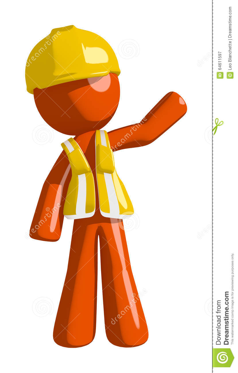 Orange Man Contractor Waving Stock Illustration   Image  64611597
