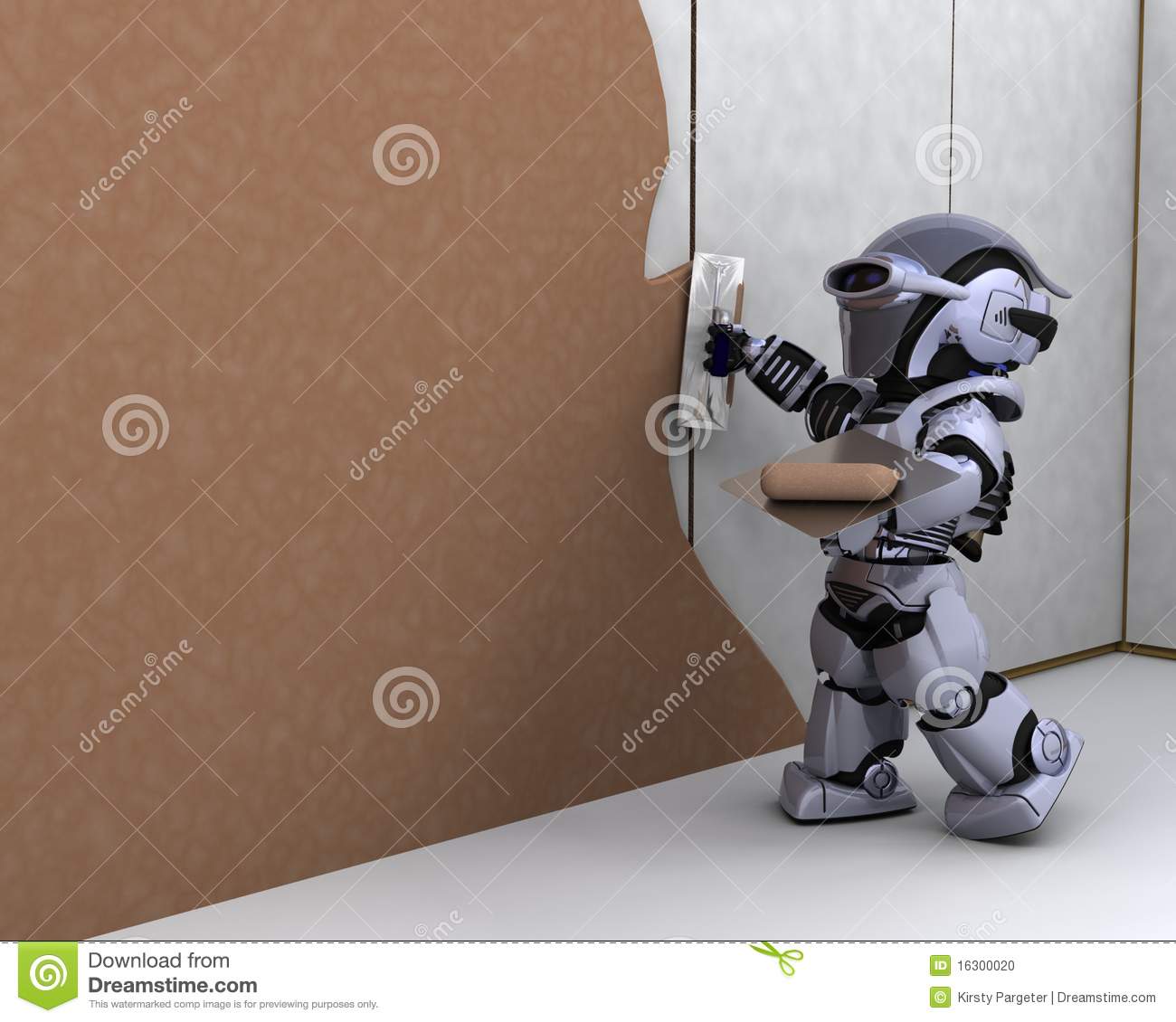 Robot Contractor Building A Drywall Stock Photo   Image  16300020