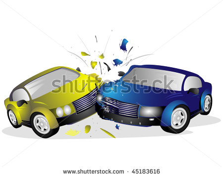 Two Injured After A Car Accident On A White Background   Stock Vector