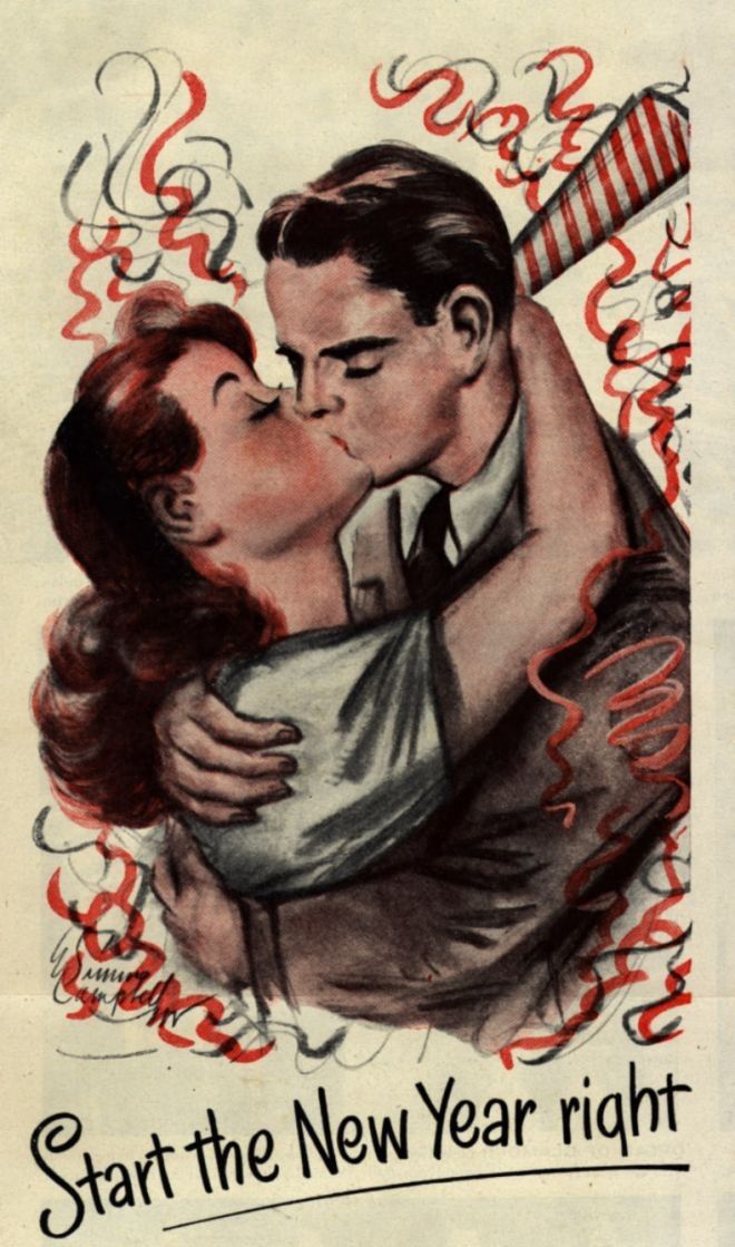 Via Vintage Ads   Happy New Year From Barbasol  1945  