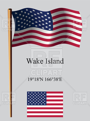 Wavy American Flag And Coordinates Of Wake Island Download Royalty    