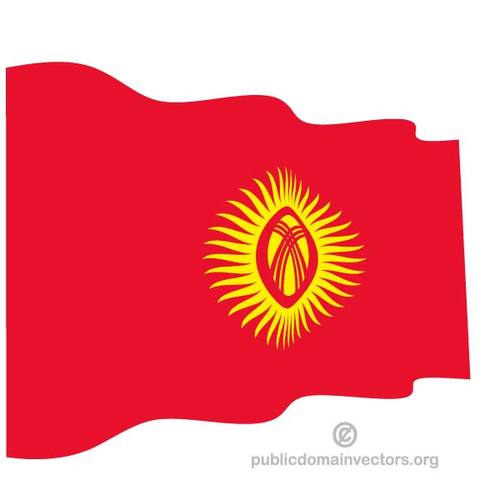 Wavy Flag Of Kyrgyzstan   Public Domain Vectors
