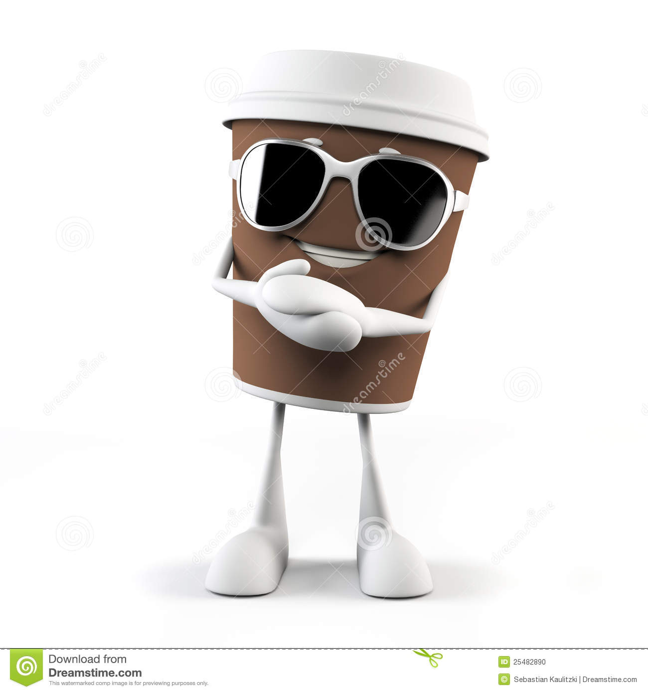 3d Rendered Illustration Of A Coffee Cup Character
