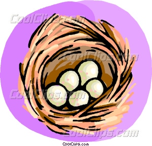Bird Nest With Eggs Vector Clip Art
