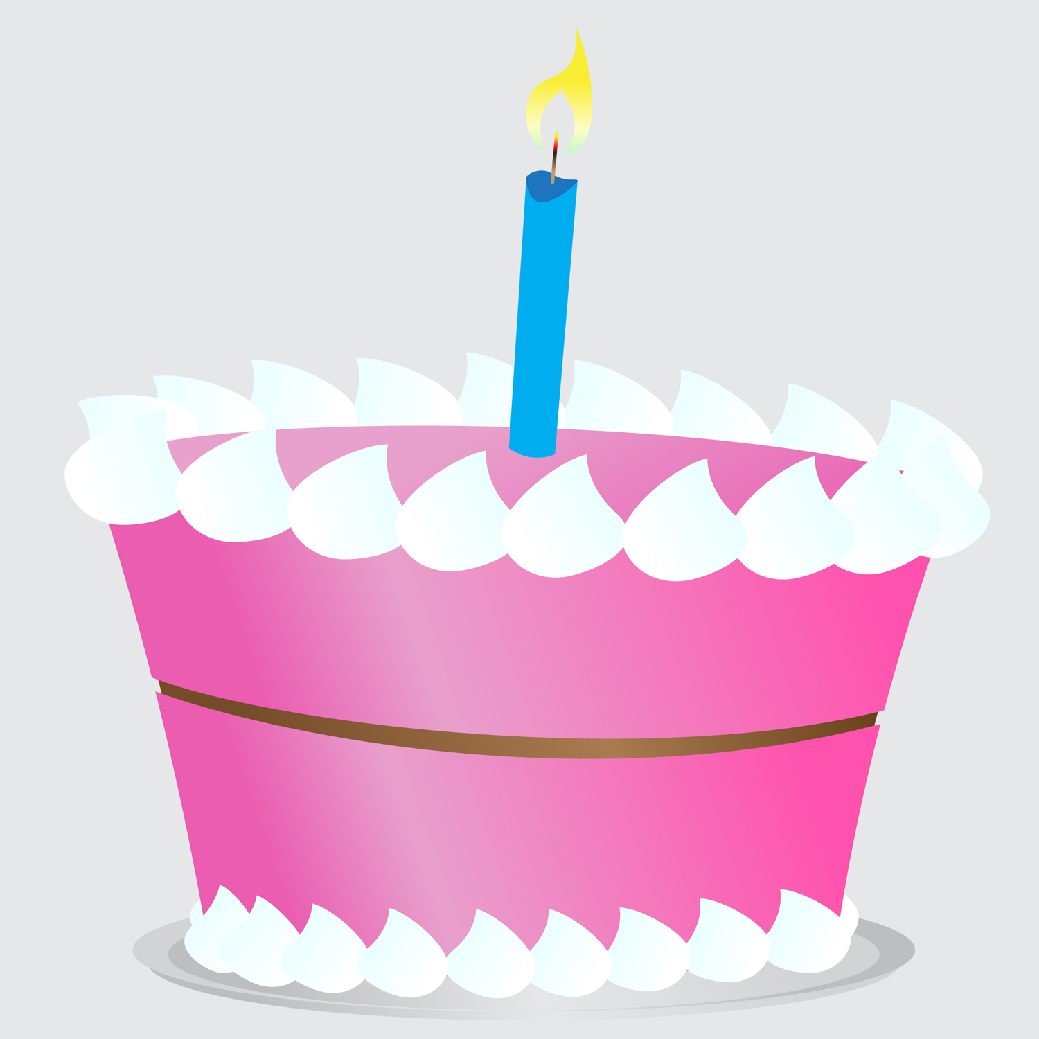 Birthday Cake Clipart   Simple Vector Illustration Of A Pink Frosted