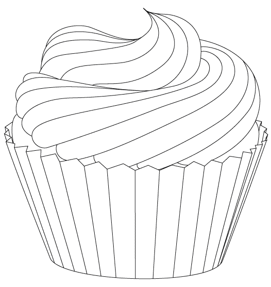 Black And White Cupcake Outline