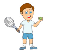 Boy Holding A Tennis Racquet And Tennis Ball Ready To Play