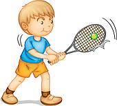 Boy Playing Tennis   Clipart Graphic
