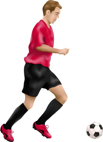 Clip Art Of A Soccer Player Kicking An English Football 