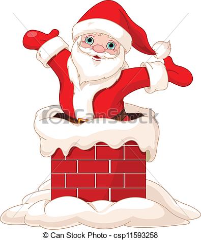 Clipart Vector Of Santa Claus Jumping From Chimney   Happy Santa Claus