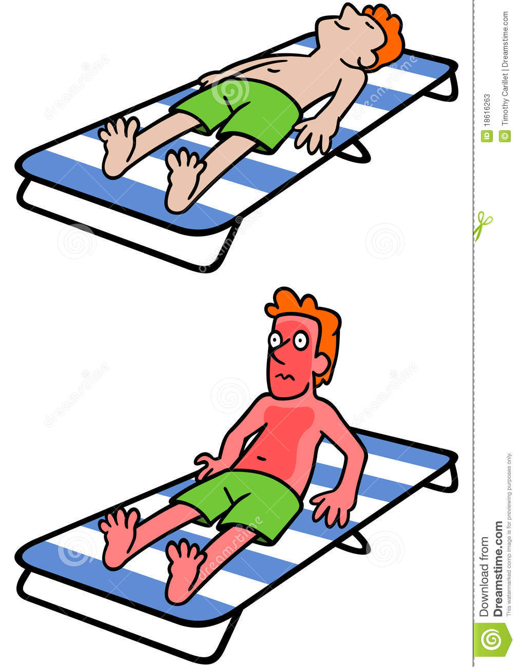 Comic Portrayal Of A Man Who Neglected To Use Sunscreen 